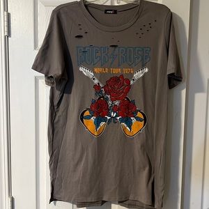 Rock & Rose World Tour distressed grey tee